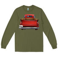 Army Green western red truck back view Long Sleeve Tee - FaDigitalArtStudio