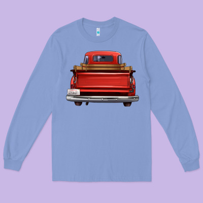 Western Red Truck Back View Long Sleeve Tee Designed By Fadigitalartstudio