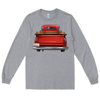 Heather Grey western red truck back view Long Sleeve Tee - FaDigitalArtStudio