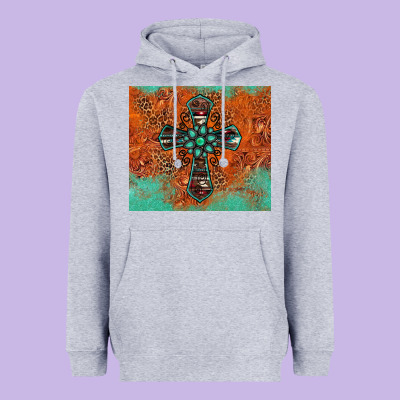 Western Cross Tumbler Heavyweight Hoodie Designed By Jasminsmagicworld