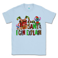 Dusty Blue cup of chocolate and  with christmas stitch elf Classic Tee - AdoDesignShop
