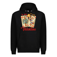 Black be my valentine with playing cards and key Premium Hoodie - AdoDesignShop