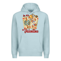 Blue Mist be my valentine with playing cards and key Premium Hoodie - AdoDesignShop