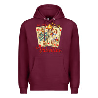 Burgundy be my valentine with playing cards and key Premium Hoodie - AdoDesignShop