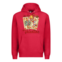 Cardinal be my valentine with playing cards and key Premium Hoodie - AdoDesignShop