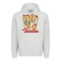 Dove Grey be my valentine with playing cards and key Premium Hoodie - AdoDesignShop
