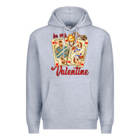 Heather Grey be my valentine with playing cards and key Premium Hoodie - AdoDesignShop