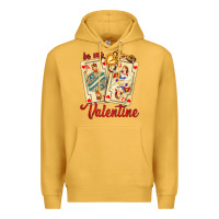 Mustard be my valentine with playing cards and key Premium Hoodie - AdoDesignShop