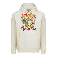 Oatmeal Heather be my valentine with playing cards and key Premium Hoodie - AdoDesignShop