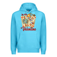 Ocean Blue be my valentine with playing cards and key Premium Hoodie - AdoDesignShop