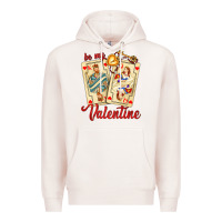 Pale Pink be my valentine with playing cards and key Premium Hoodie - AdoDesignShop