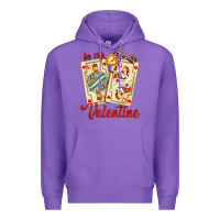 Purple be my valentine with playing cards and key Premium Hoodie - AdoDesignShop