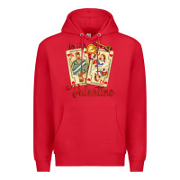 Red be my valentine with playing cards and key Premium Hoodie - AdoDesignShop
