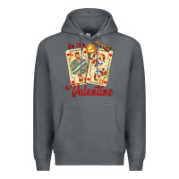 Rock be my valentine with playing cards and key Premium Hoodie - AdoDesignShop