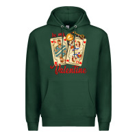 Sports Green be my valentine with playing cards and key Premium Hoodie - AdoDesignShop