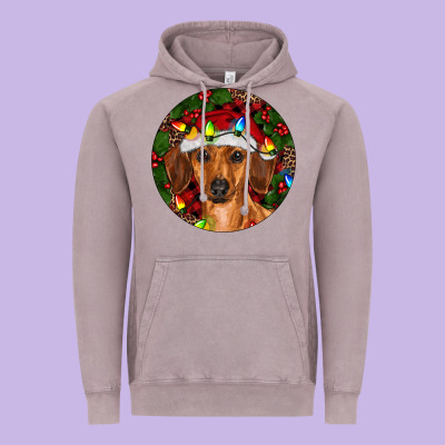 Christmas Dachshund Vintage Hoodie Designed By Ranaportraitstore