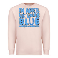 Pale Pink in april we wear blue autism awareness Premium Sweatshirt - MaliasSmallBusiness
