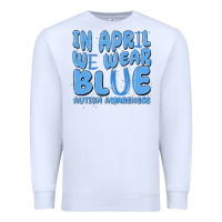 White in april we wear blue autism awareness Premium Sweatshirt - MaliasSmallBusiness