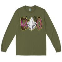 Army Green boo ghost Long Sleeve Tee - RacoonDesign