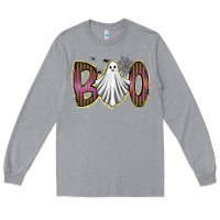 Heather Grey boo ghost Long Sleeve Tee - RacoonDesign