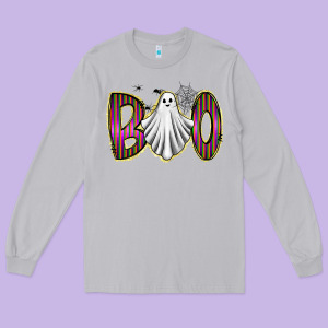Boo Ghost Long Sleeve Tee Designed By Racoondesign