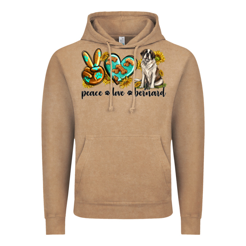 Peace Love St. Bernard Vintage Hoodie by texasbilliewilder | Teevron