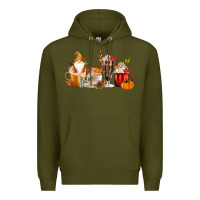 Army Green Fall Gnome Coffee Cups Premium Hoodie - MaliasSmallBusiness