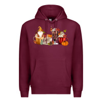 Burgundy Fall Gnome Coffee Cups Premium Hoodie - MaliasSmallBusiness