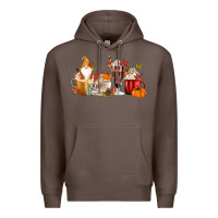 Coffee Fall Gnome Coffee Cups Premium Hoodie - MaliasSmallBusiness