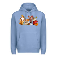 Colony Blue Fall Gnome Coffee Cups Premium Hoodie - MaliasSmallBusiness