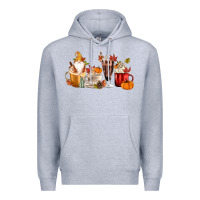 Heather Grey Fall Gnome Coffee Cups Premium Hoodie - MaliasSmallBusiness