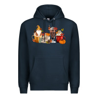 Navy Fall Gnome Coffee Cups Premium Hoodie - MaliasSmallBusiness