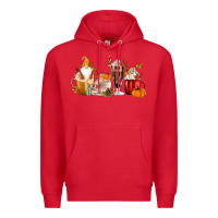 Red Fall Gnome Coffee Cups Premium Hoodie - MaliasSmallBusiness
