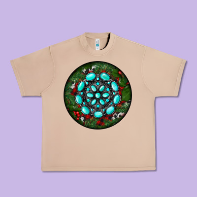 Christmas Round Turquoise Gemstone Urban Heavy Tee Designed By Ranaportraitstore