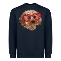 Navy toy poodle with love glasses Heavyweight Sweatshirt - RanaPortraitStore