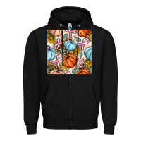 Black breast cancer awareness with pumpkin and leopard seamless pattern Zipper Hoodie - BundleAndBundleShop