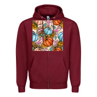 Burgundy breast cancer awareness with pumpkin and leopard seamless pattern Zipper Hoodie - BundleAndBundleShop