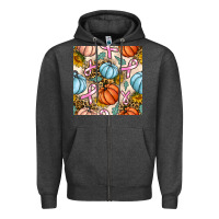 Charcoal Heather breast cancer awareness with pumpkin and leopard seamless pattern Zipper Hoodie - BundleAndBundleShop