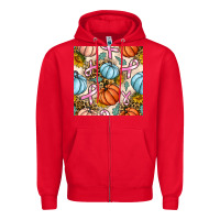Red breast cancer awareness with pumpkin and leopard seamless pattern Zipper Hoodie - BundleAndBundleShop