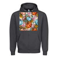 Smoke breast cancer awareness with pumpkin and leopard seamless pattern Zipper Hoodie - BundleAndBundleShop