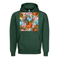 Sports Green breast cancer awareness with pumpkin and leopard seamless pattern Zipper Hoodie - BundleAndBundleShop