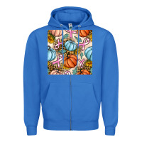 True Royal breast cancer awareness with pumpkin and leopard seamless pattern Zipper Hoodie - BundleAndBundleShop