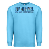 Ocean Blue in april we wear blue autism awareness Premium Sweatshirt - MaliasSmallBusiness