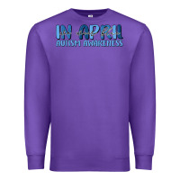 Purple in april we wear blue autism awareness Premium Sweatshirt - MaliasSmallBusiness