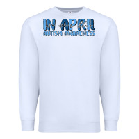 White in april we wear blue autism awareness Premium Sweatshirt - MaliasSmallBusiness