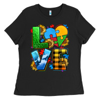 Black love with heart sunflower Ladies Tee - AdoDesignShop