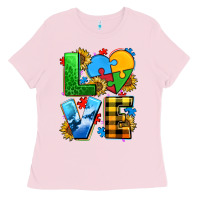 Bubblegum Pink love with heart sunflower Ladies Tee - AdoDesignShop