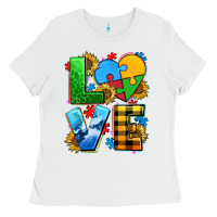 White love with heart sunflower Ladies Tee - AdoDesignShop