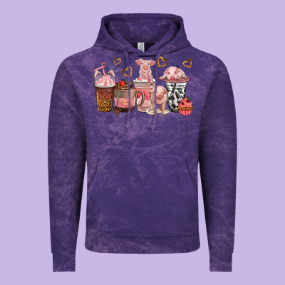 Pigs Coffee Cups Vintage Hoodie Designed By Texasbilliewilder