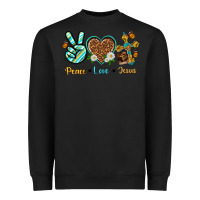 Black peace love jesus Heavyweight Sweatshirt - texasbilliewilder